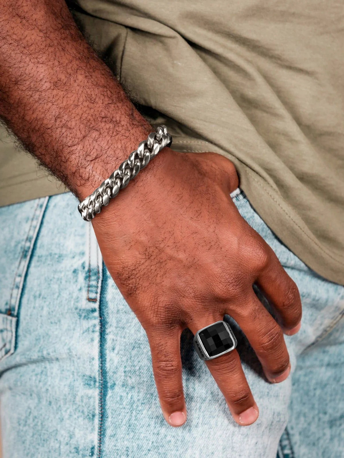 Bracelet for Men Chunky Cuban Bracelet 10MM 7.5 Inch Chain Bracelet Stainless Steel Gift for Him