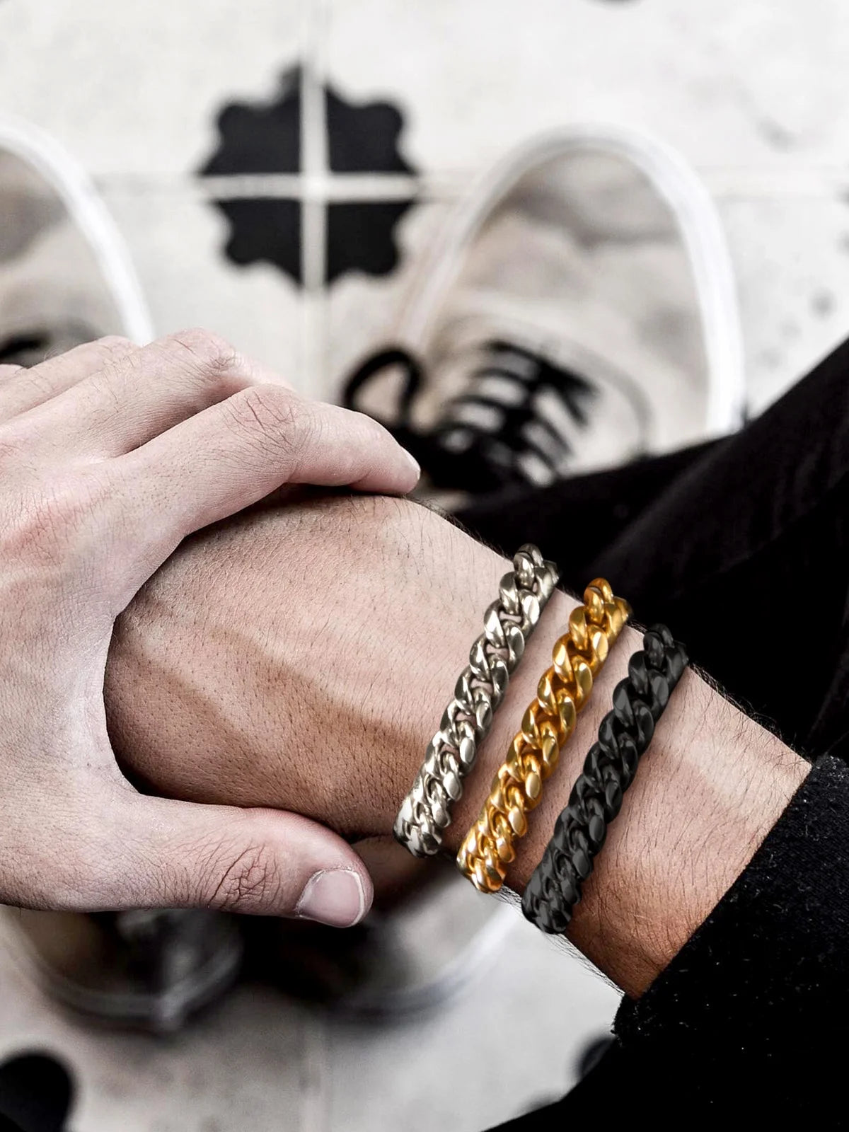 Bracelet for Men Chunky Cuban Bracelet 10MM 7.5 Inch Chain Bracelet Stainless Steel Gift for Him