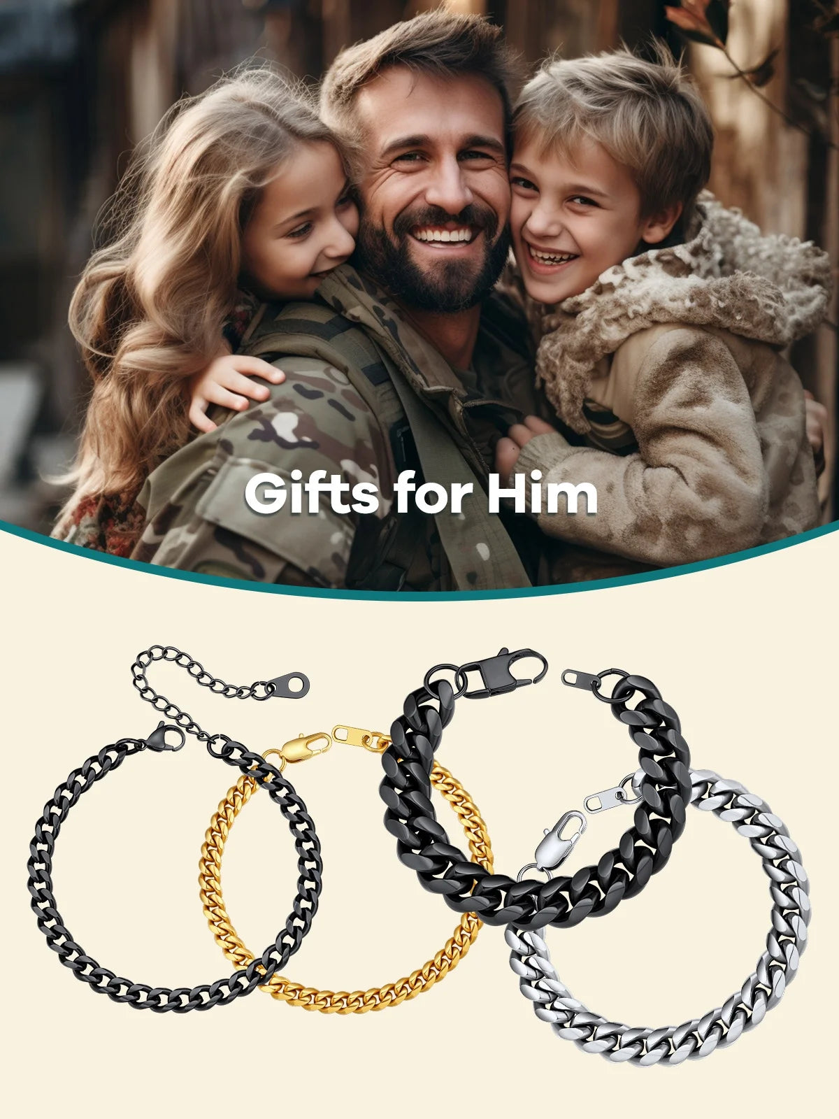 Bracelet for Men Chunky Cuban Bracelet 10MM 7.5 Inch Chain Bracelet Stainless Steel Gift for Him