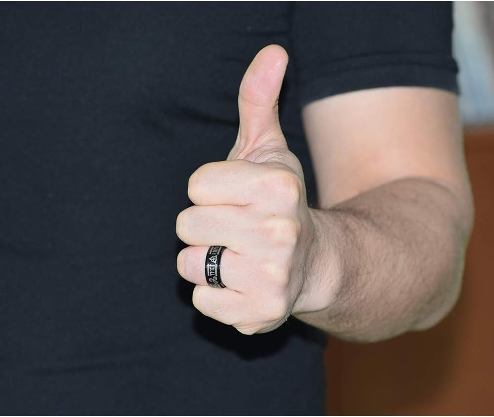 Viking Rings for Men Norse Jewelry for Men Celtic Runes Men'S Viking Black Ring Mens (Black Viking, 10)