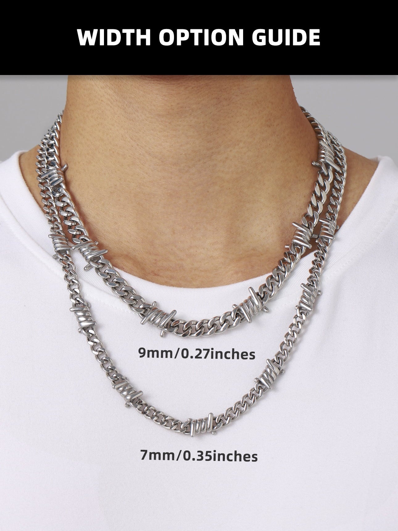 Thorns Cuban Chain for Men 9MM Thick Barbed Wire Choker Necklace Birthday Father'S Day Gift for Dad Son Husband, 20 Inch