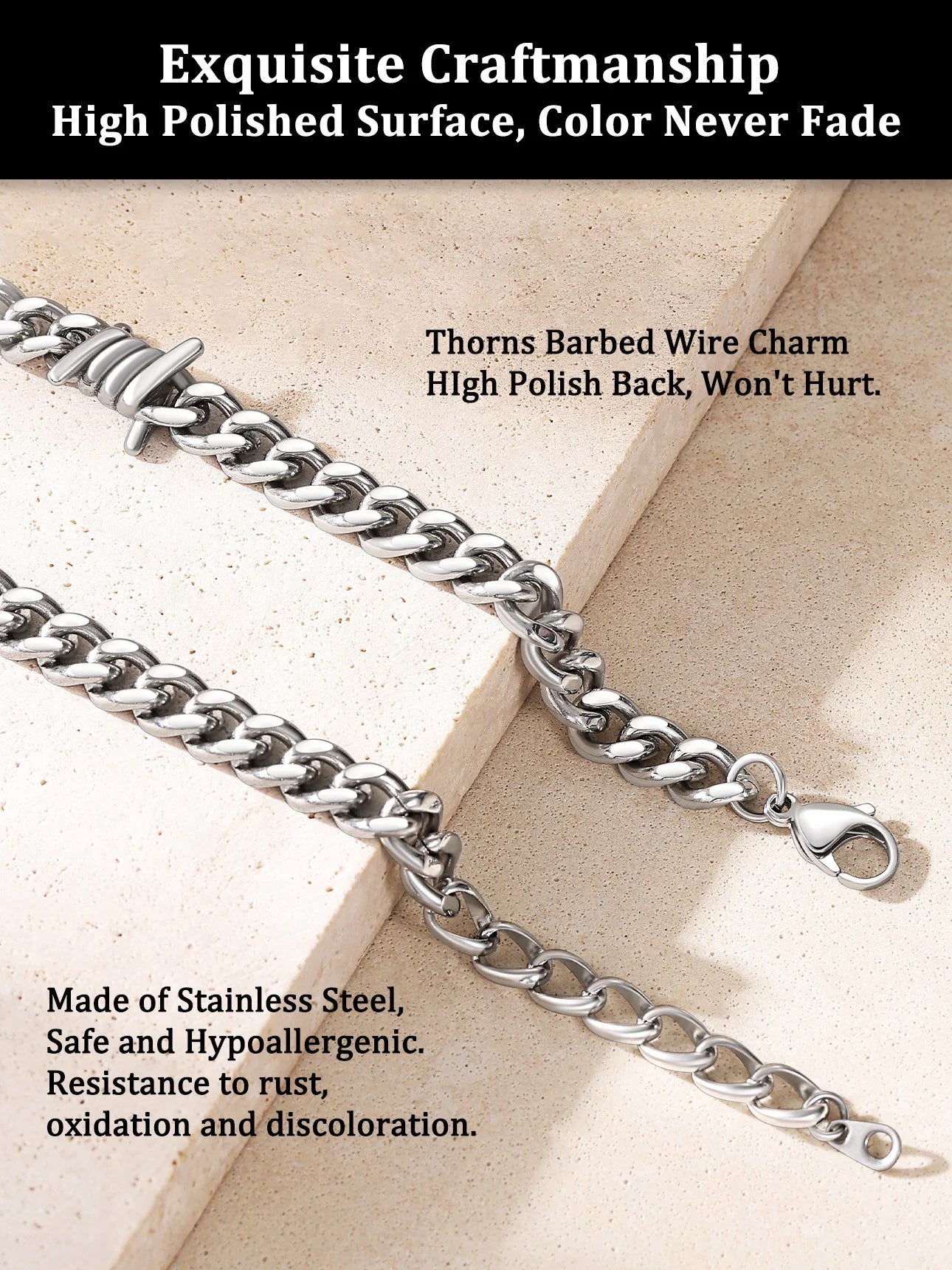 Thorns Cuban Chain for Men 9MM Thick Barbed Wire Choker Necklace Birthday Father'S Day Gift for Dad Son Husband, 20 Inch