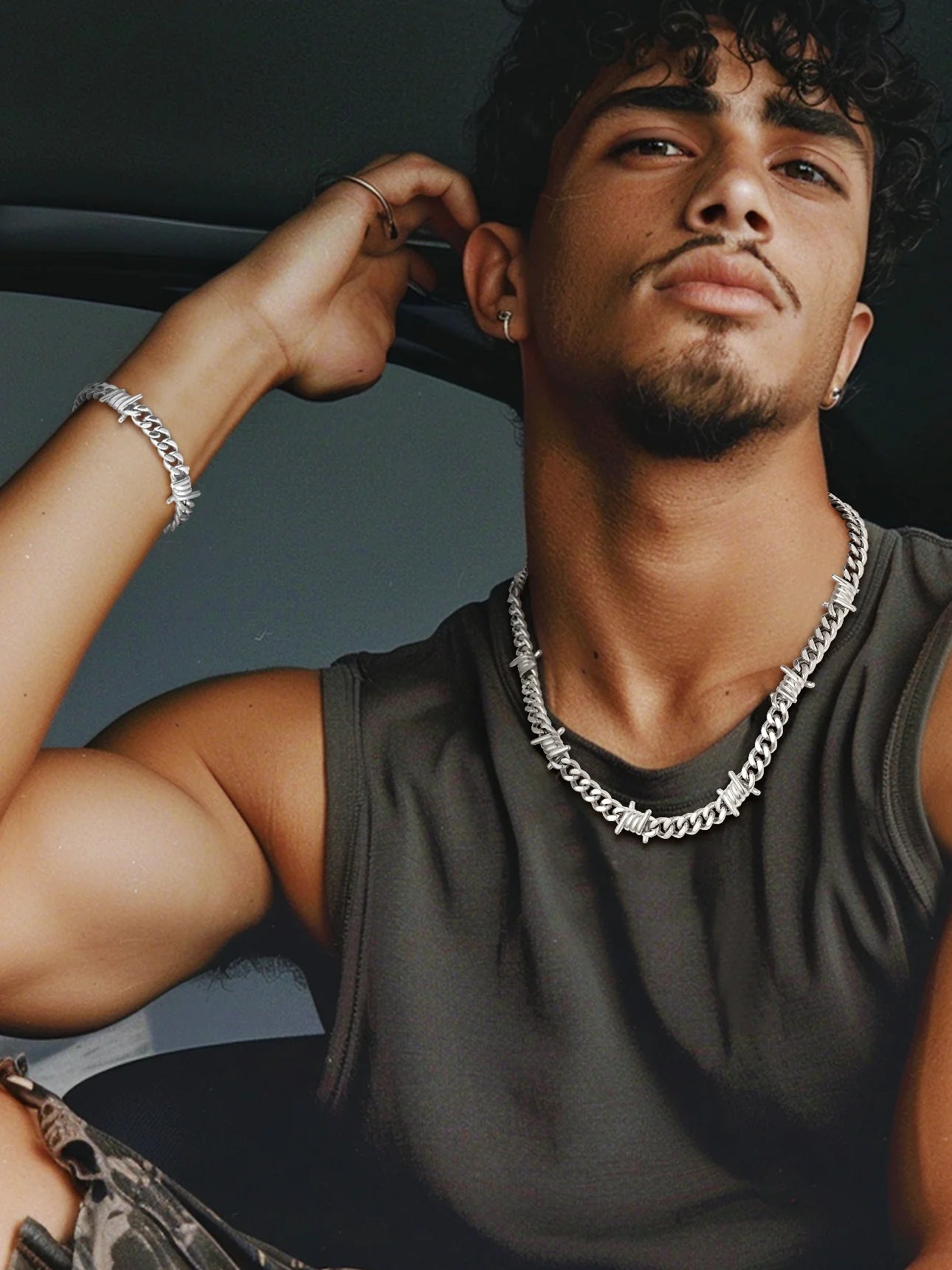 Thorns Cuban Chain for Men 9MM Thick Barbed Wire Choker Necklace Birthday Father'S Day Gift for Dad Son Husband, 20 Inch