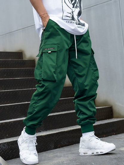 Manfinity Hypemode Men Letter Graphic Flap Pocket Drawstring Waist Cargo Pants, Back to School