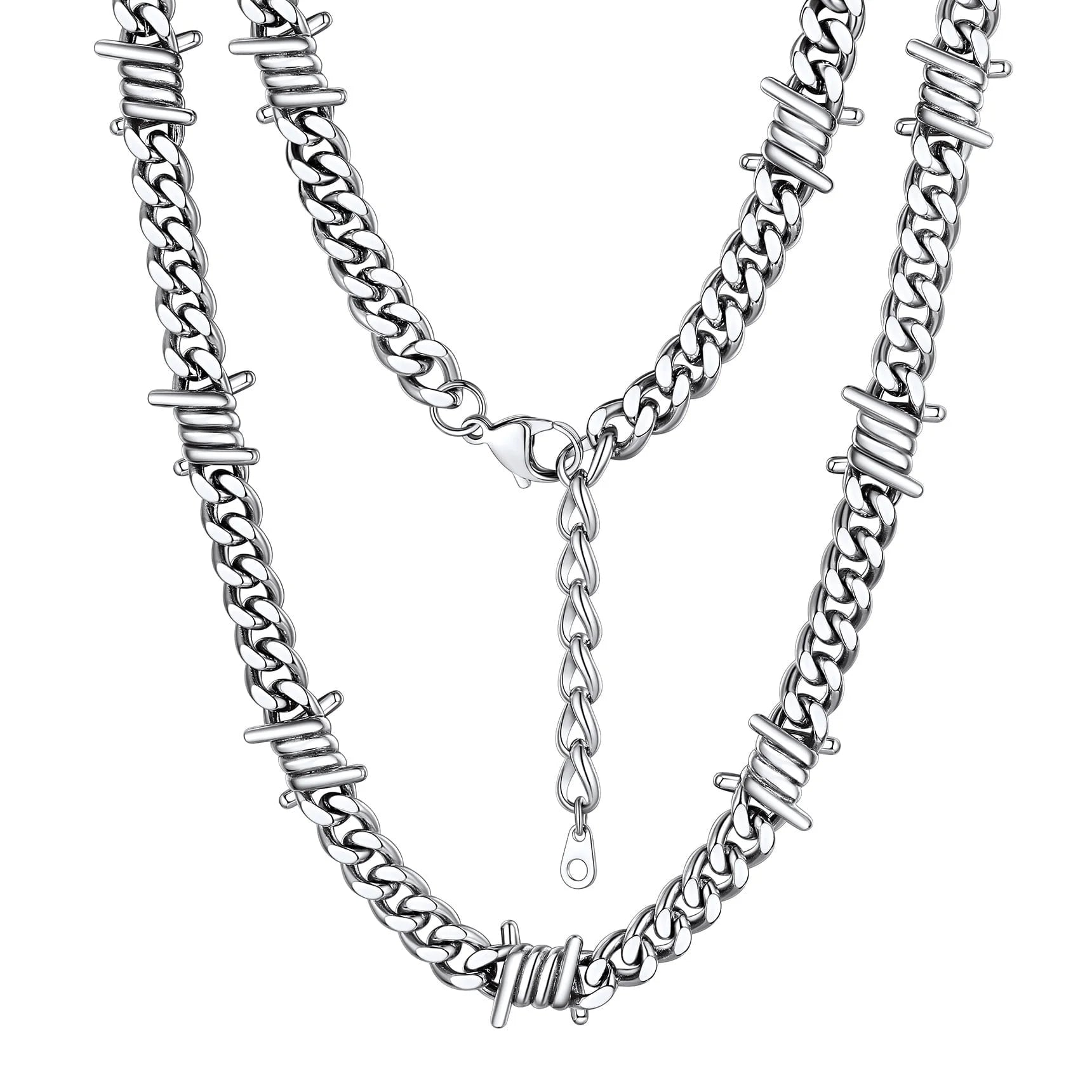 Thorns Cuban Chain for Men 9MM Thick Barbed Wire Choker Necklace Birthday Father'S Day Gift for Dad Son Husband, 20 Inch