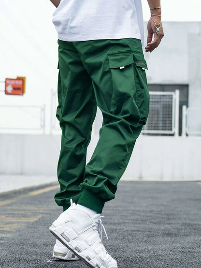 Manfinity Hypemode Men Letter Graphic Flap Pocket Drawstring Waist Cargo Pants, Back to School